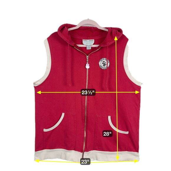 VTG Delta Burke Bodywear Hoodie Vest Womens SZ 1X Red Zip 90s Retro Activewear - Picture 9 of 9